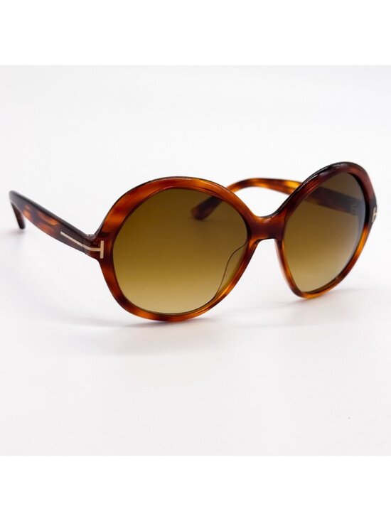 New Tom Ford Annabelle-02 TF1282 54F Round Oversized Women Havana Sunglasses Aut main image 4
